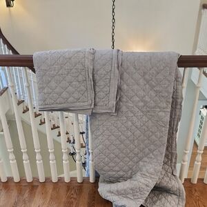 Pottery Barn Light Gray Quilted Bedding